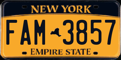 NY license plate FAM3857