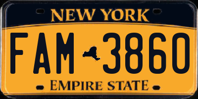 NY license plate FAM3860
