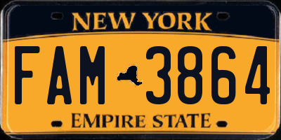 NY license plate FAM3864