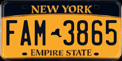 NY license plate FAM3865