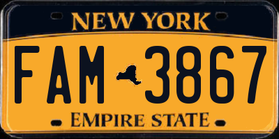 NY license plate FAM3867