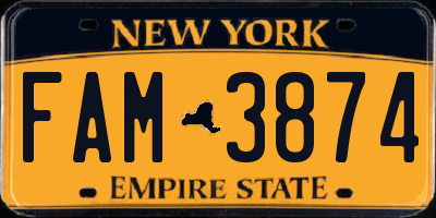 NY license plate FAM3874