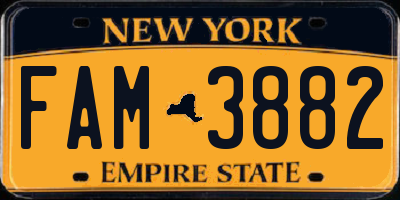 NY license plate FAM3882