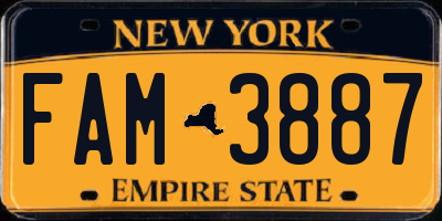 NY license plate FAM3887