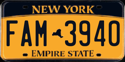 NY license plate FAM3940