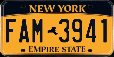 NY license plate FAM3941