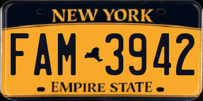 NY license plate FAM3942