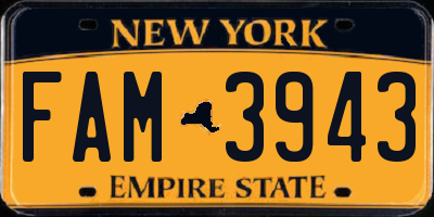 NY license plate FAM3943