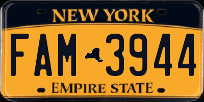 NY license plate FAM3944