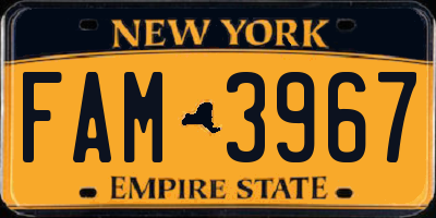 NY license plate FAM3967