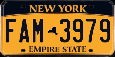 NY license plate FAM3979