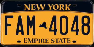 NY license plate FAM4048