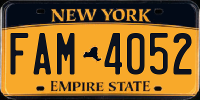 NY license plate FAM4052