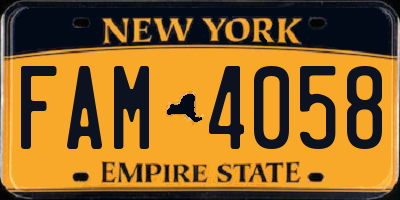 NY license plate FAM4058