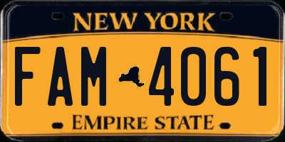 NY license plate FAM4061