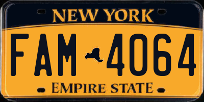 NY license plate FAM4064