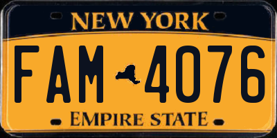 NY license plate FAM4076