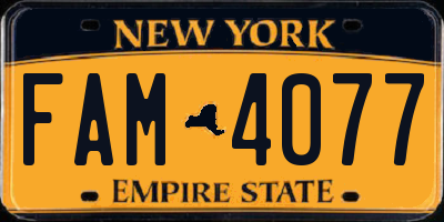 NY license plate FAM4077