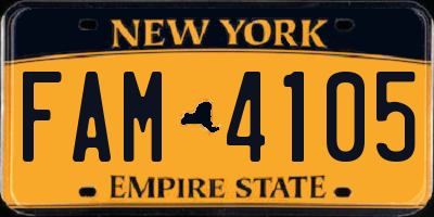 NY license plate FAM4105