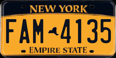 NY license plate FAM4135