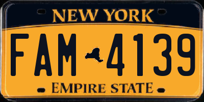 NY license plate FAM4139