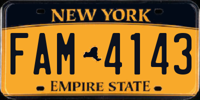 NY license plate FAM4143