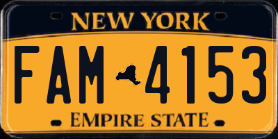 NY license plate FAM4153