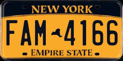 NY license plate FAM4166