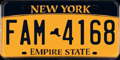 NY license plate FAM4168