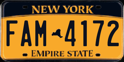 NY license plate FAM4172