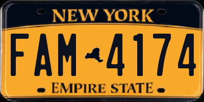 NY license plate FAM4174