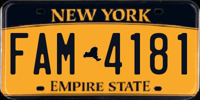 NY license plate FAM4181