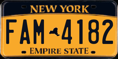 NY license plate FAM4182