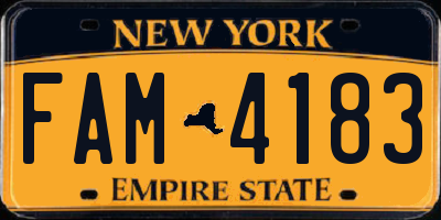 NY license plate FAM4183