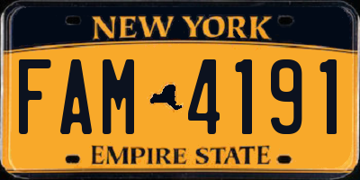 NY license plate FAM4191