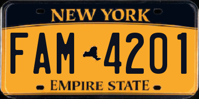 NY license plate FAM4201