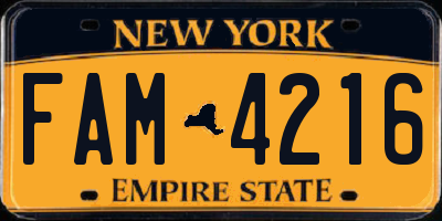NY license plate FAM4216