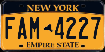 NY license plate FAM4227