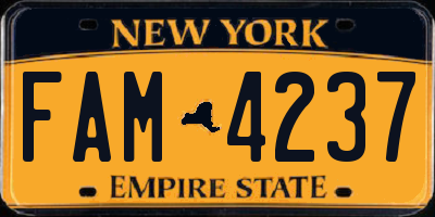 NY license plate FAM4237