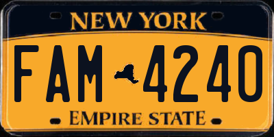 NY license plate FAM4240