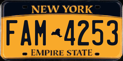 NY license plate FAM4253