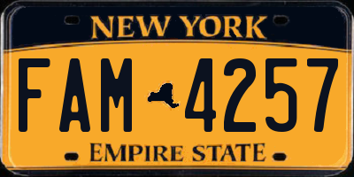 NY license plate FAM4257