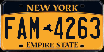 NY license plate FAM4263