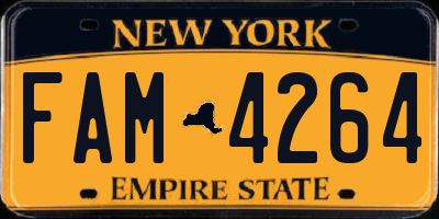 NY license plate FAM4264