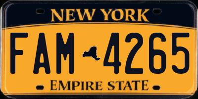 NY license plate FAM4265