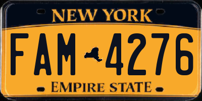 NY license plate FAM4276