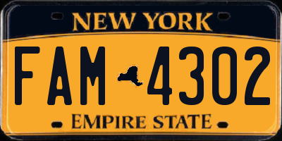 NY license plate FAM4302
