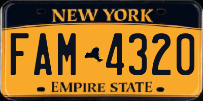 NY license plate FAM4320