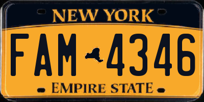 NY license plate FAM4346