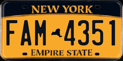 NY license plate FAM4351